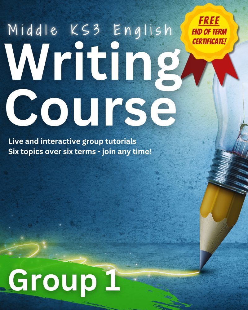 2026/27 Middle KS3 English: Writing Course (Group 1 - Tuesdays 13:00)
